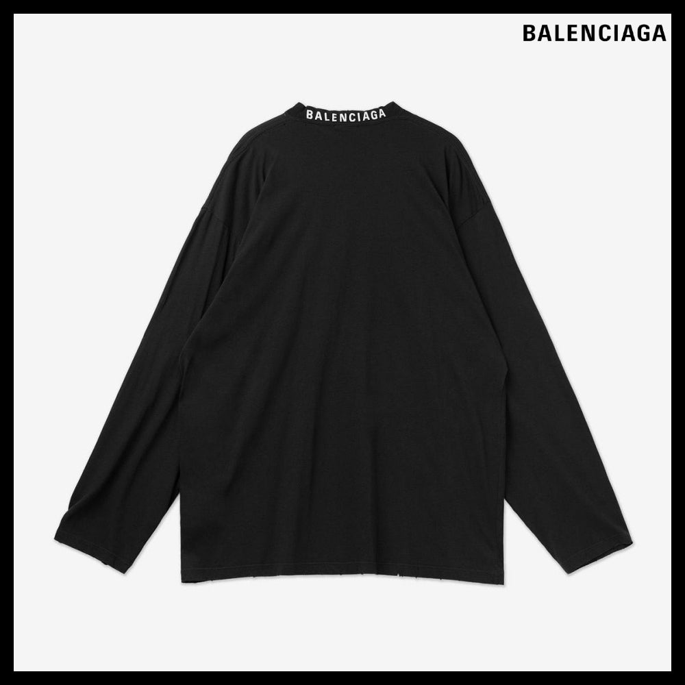 【BALENCIAGA】Oversize Long Sleeve T Shirt Washed Black