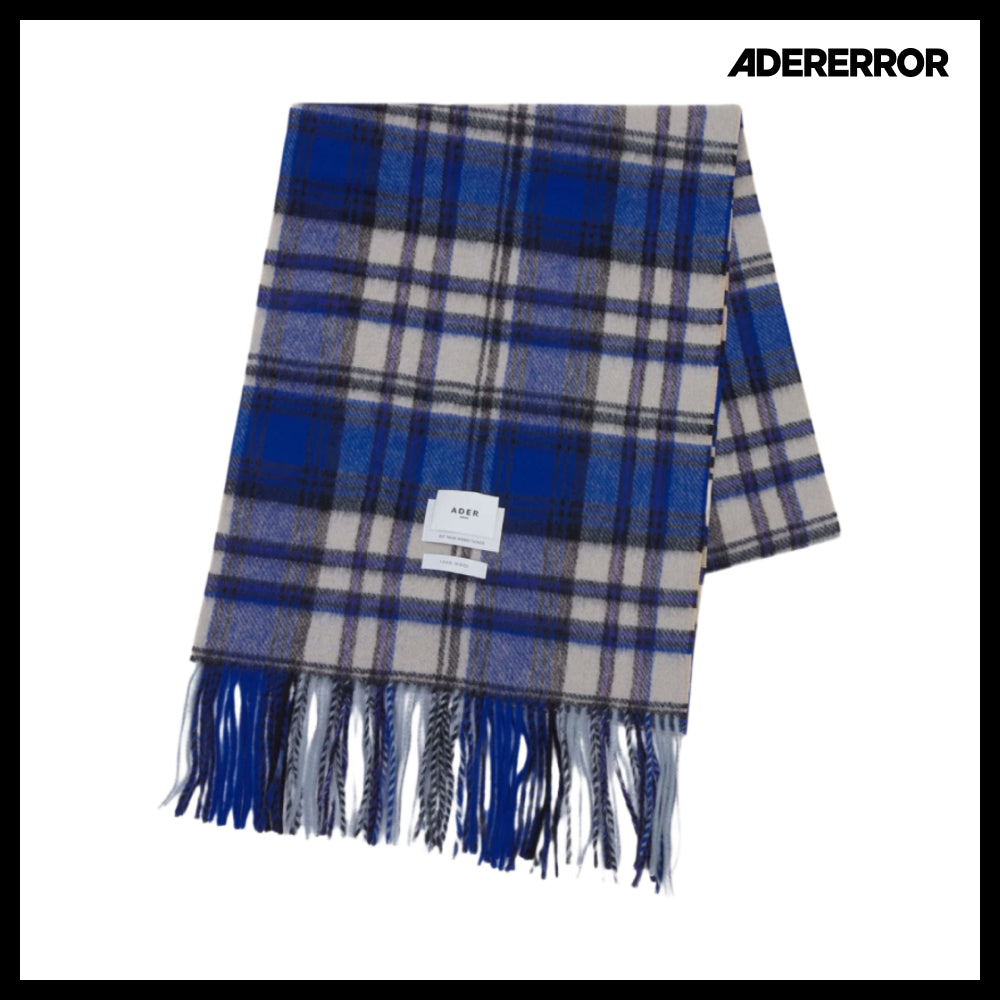 【ADERERROR】Revint Plaid Muffler Z-Blue