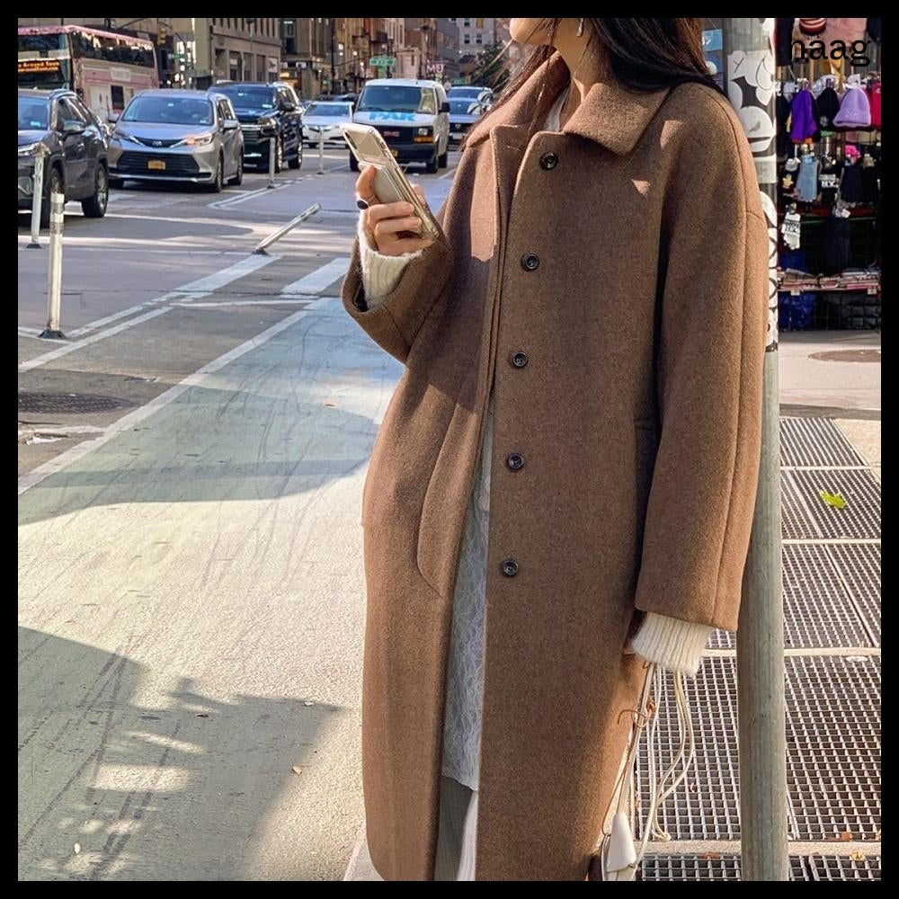【HAAG】A Wool Single Coat Brown