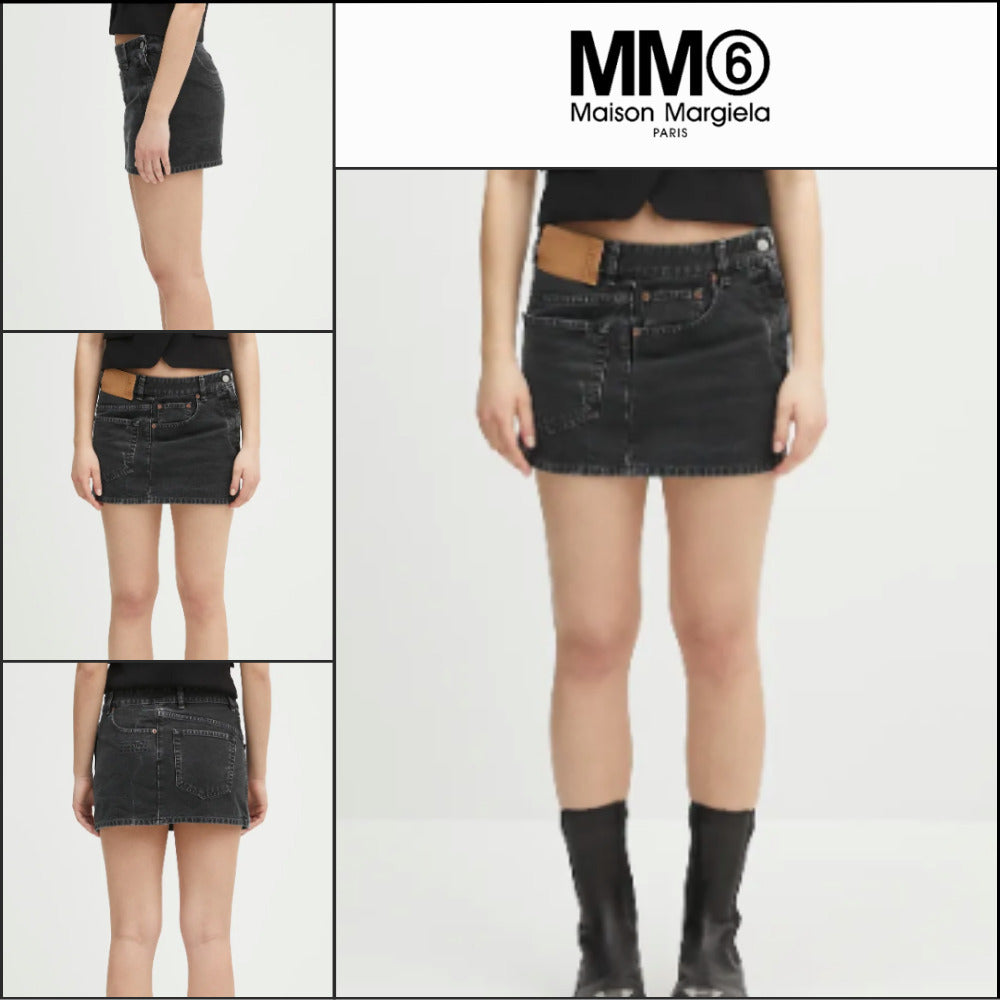 【MM6 Maison Margiela】Asymmetric denim mini skirt