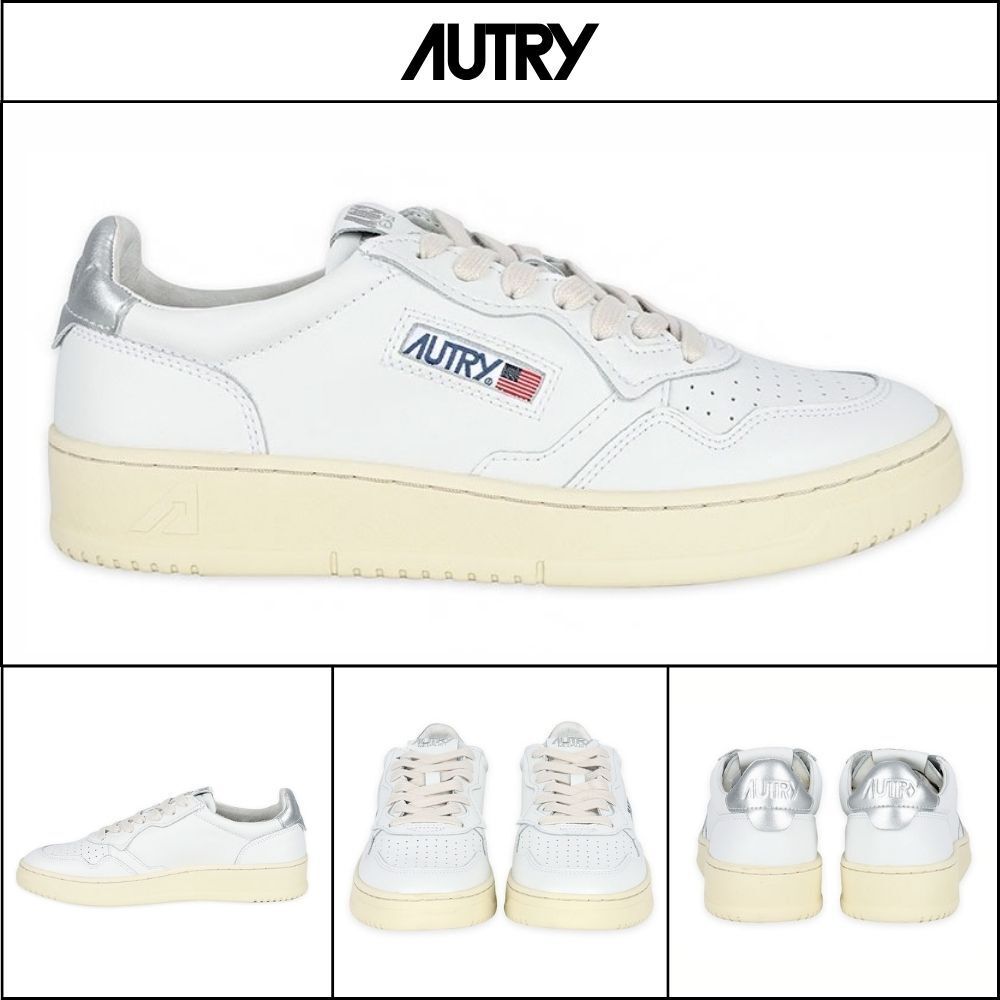 【AUTRY】Medalist Leather Low Top White Silver Tab