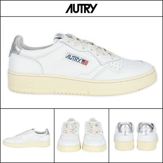 【AUTRY】Medalist Leather Low Top White Silver Tab