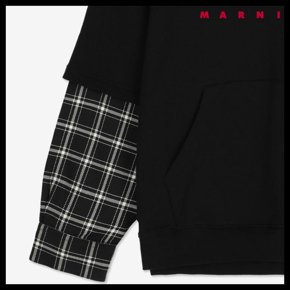 【MARNI】チェック フーディ ブラック