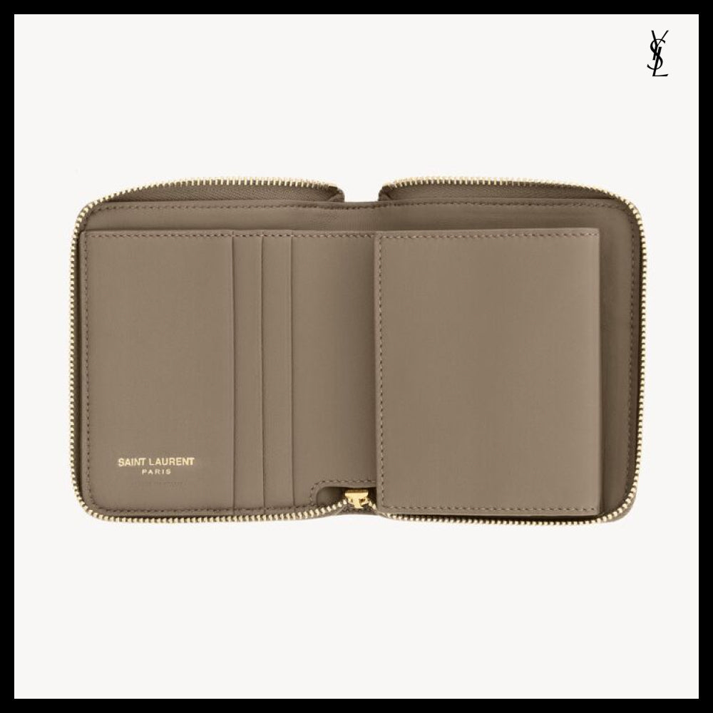 【Saint Laurent】Leather CASSANDRE BIJOU Compact Wallet
