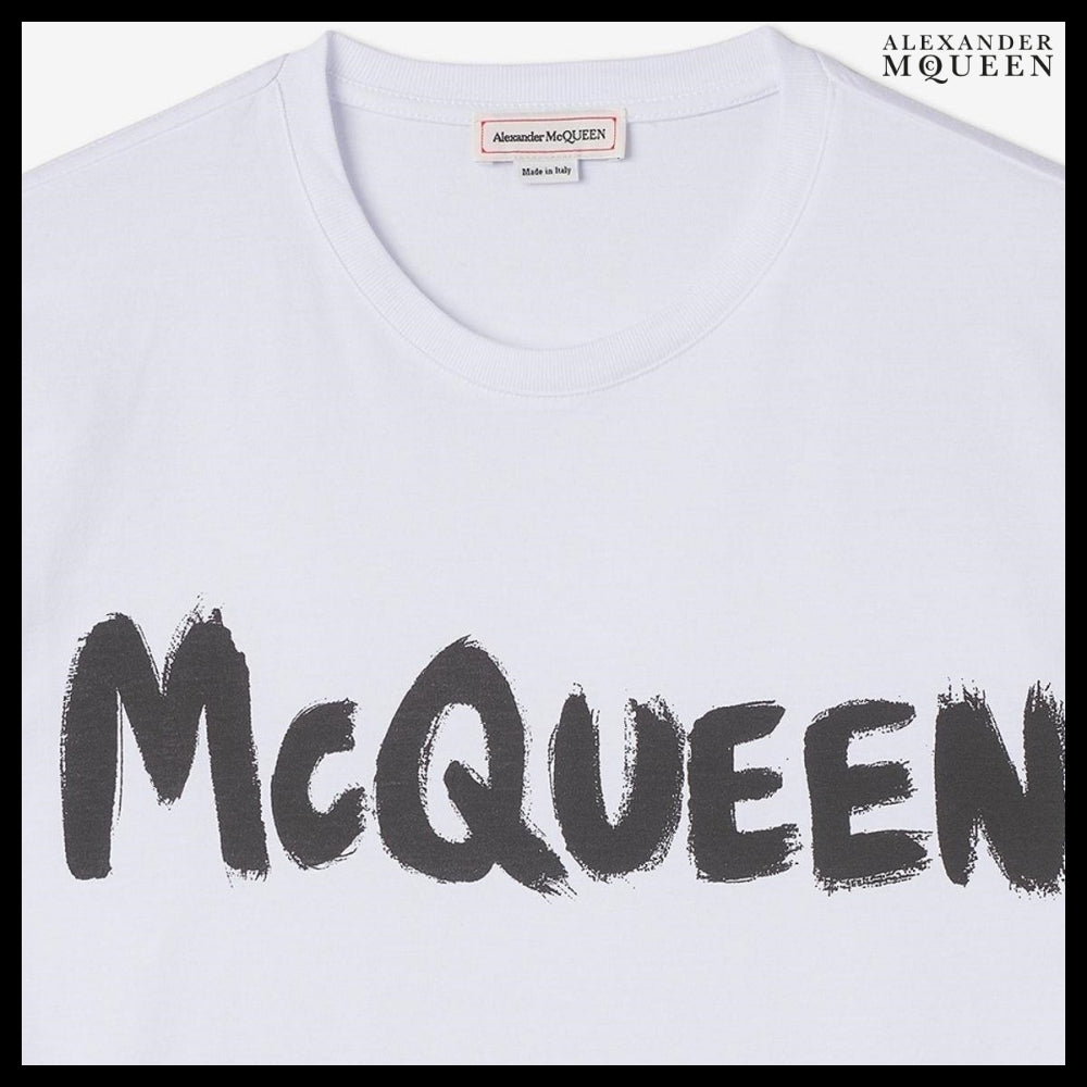 【Alexander Mcqueen】Graffiti Logo Print T-shirt White