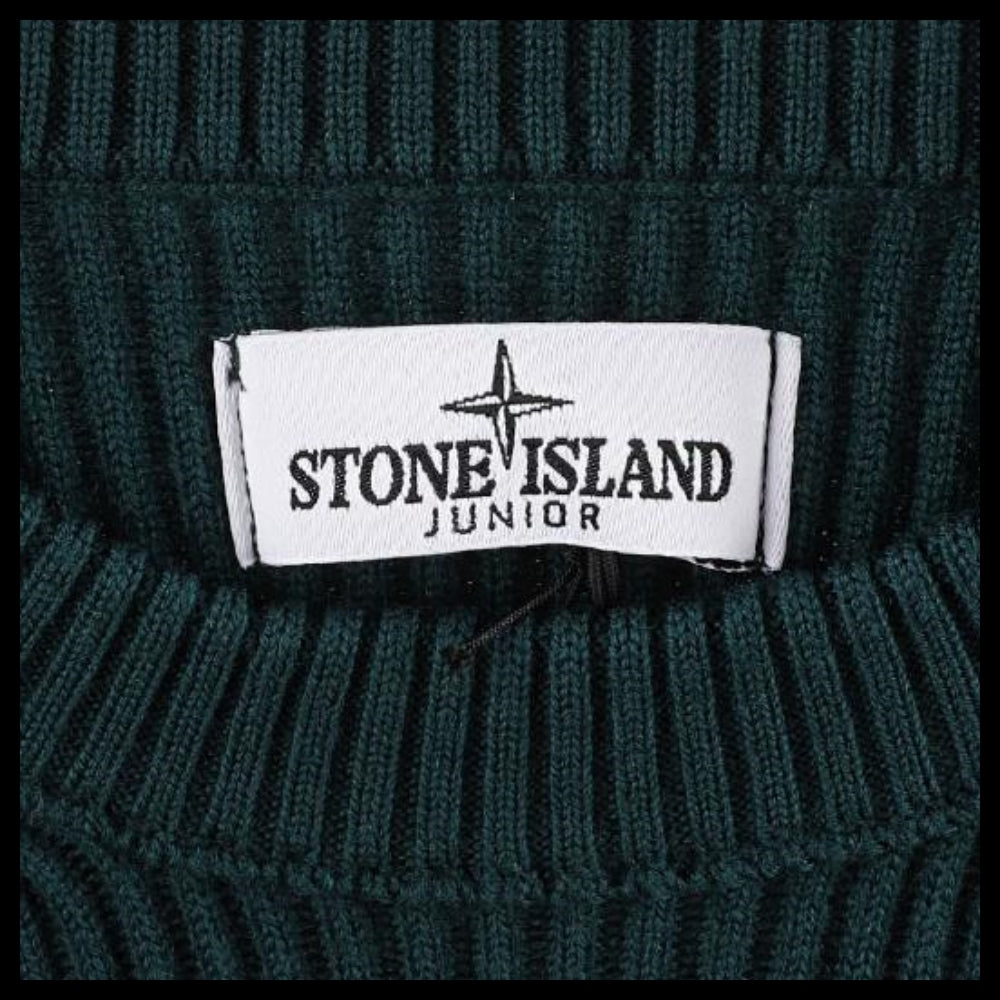 【STONE ISLAND】 Kids Wappen Patch Ribbed Pullover Knit