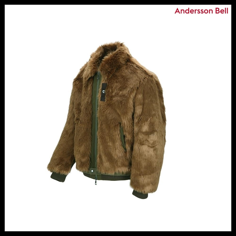 【ANDERSSON BELL】Unisex Flight Fur Bomber Jacket Brown