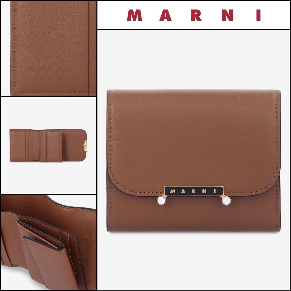 【MARNI】Logo envelope tripod money clip wallet cinnamon