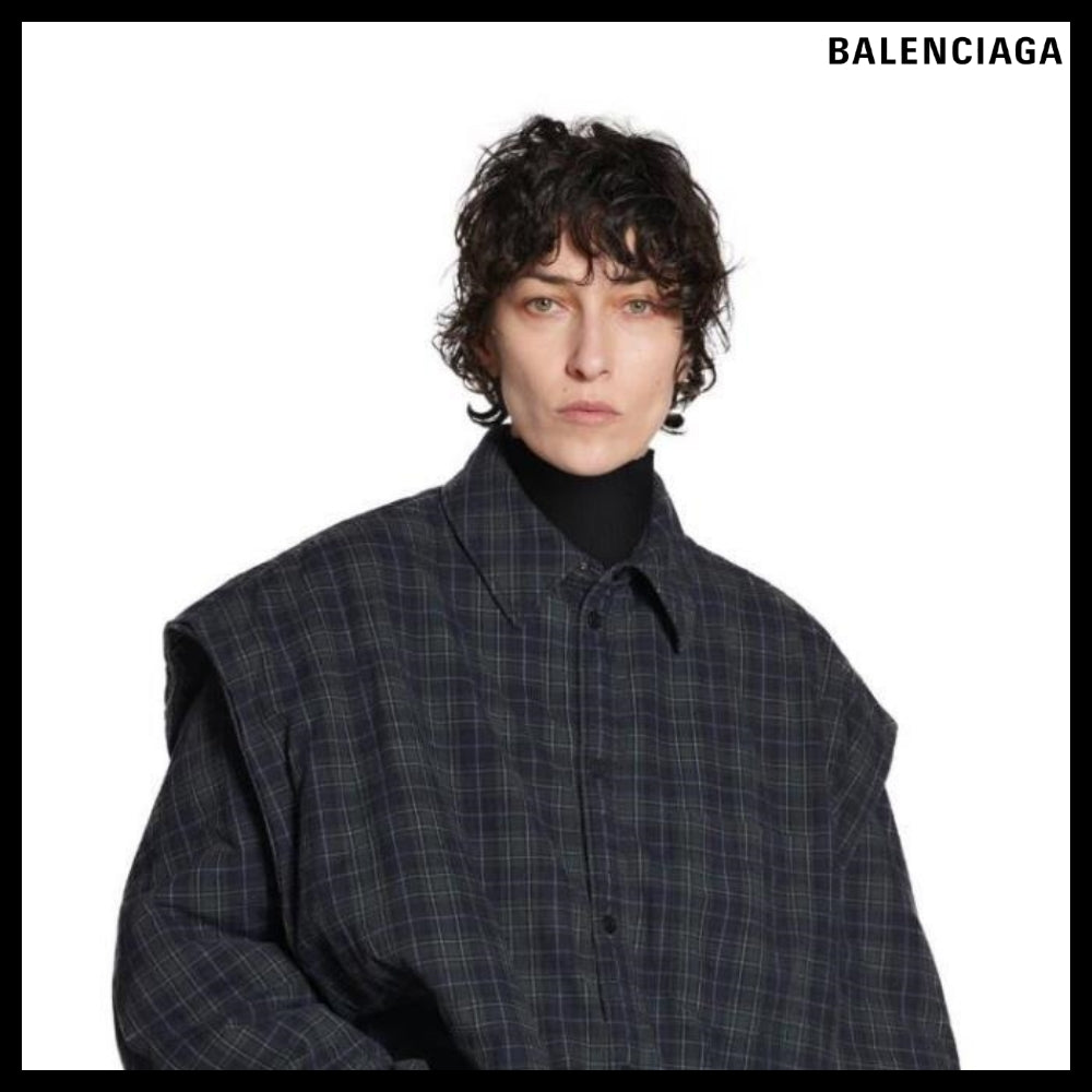 【BALENCIAGA】Detachable Sleeves Shirt Large Fit Grey