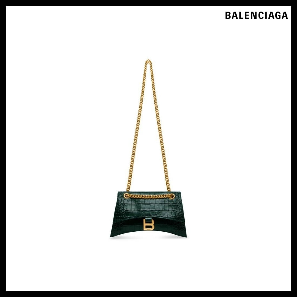 【BALENCIAGA】Crush Small Chain Bag Crocodile Embossed