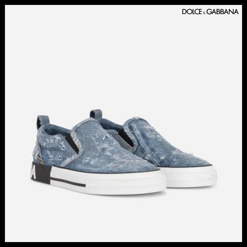 【Dolce & Gabbana】DENIM PATCHWORK CUSTOM 2.ZERO SLIP-ON