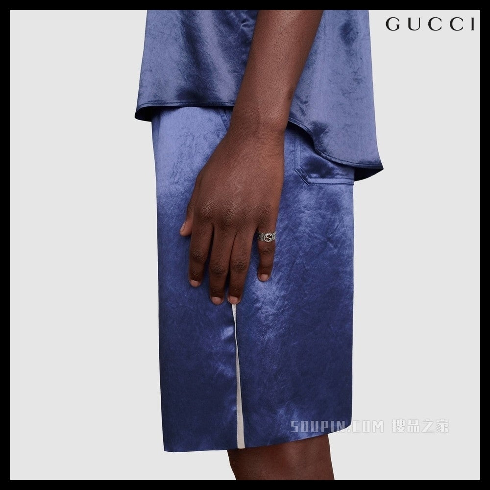 【GUCCI】Interlocking G Sterling Chain Wide Ring Silver