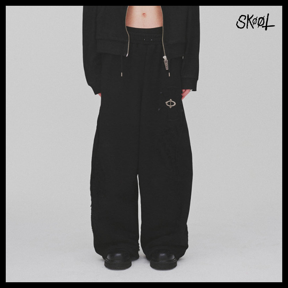 【SKOOT】シュレッド ブラック スウェットパンツ