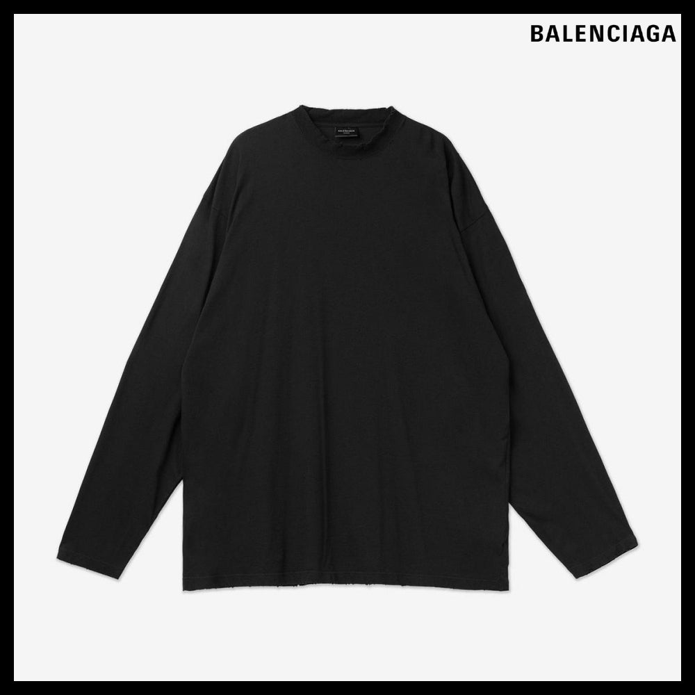 【BALENCIAGA】Oversize Long Sleeve T Shirt Washed Black