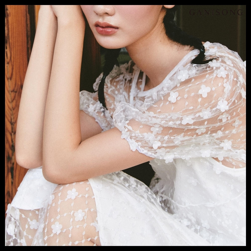 【GANISONG】Bridal Twinkle Fairy Dress White