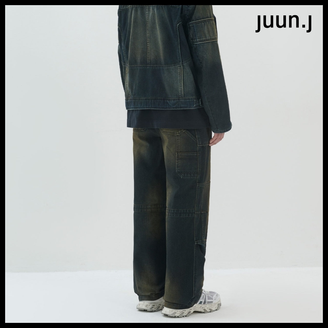 【JUUN.J】CORE Velvet Denim Zipper Detail Trucker Navy