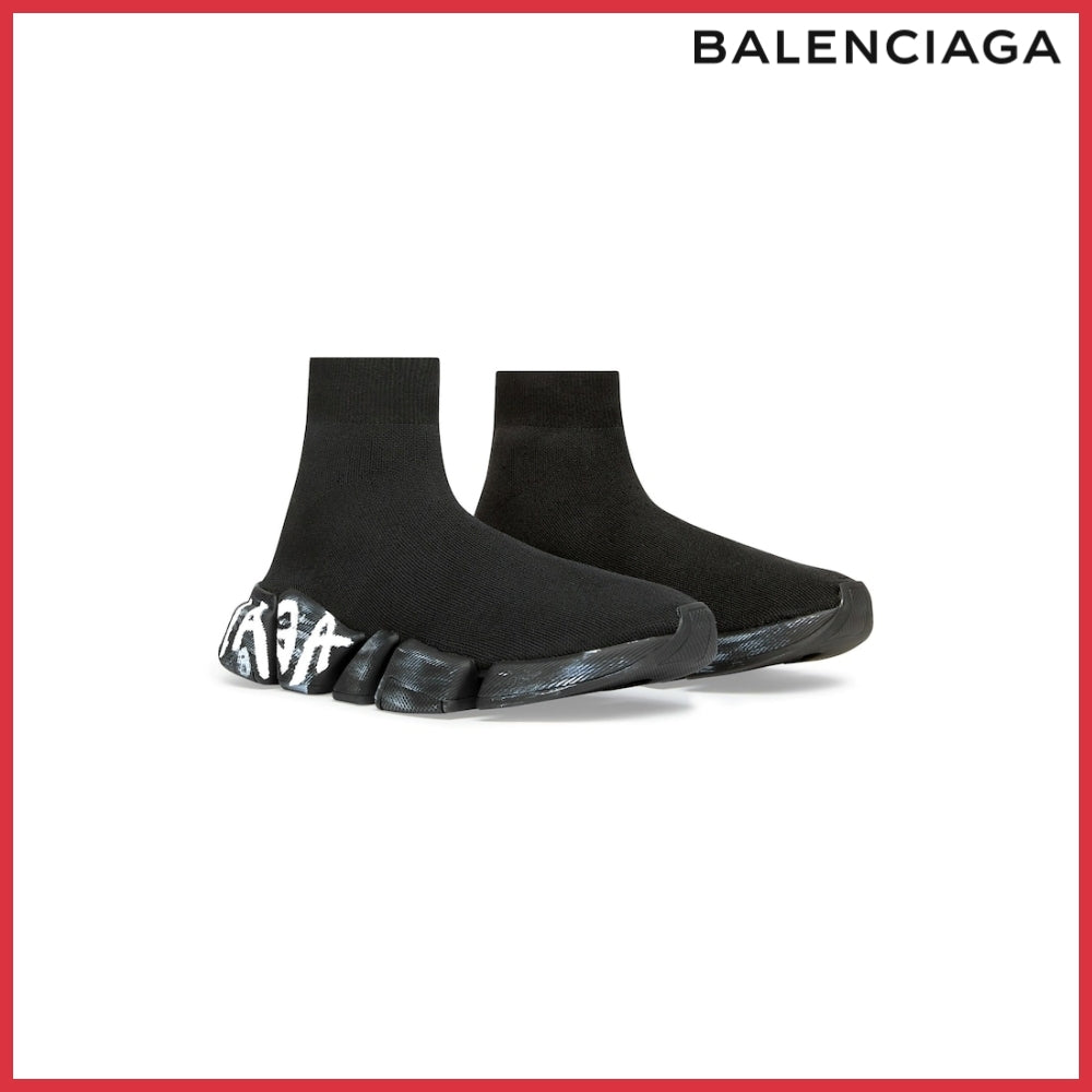 【Balenciaga】Speed 2.0 Graffiti Recycled Knit Sneaker Black