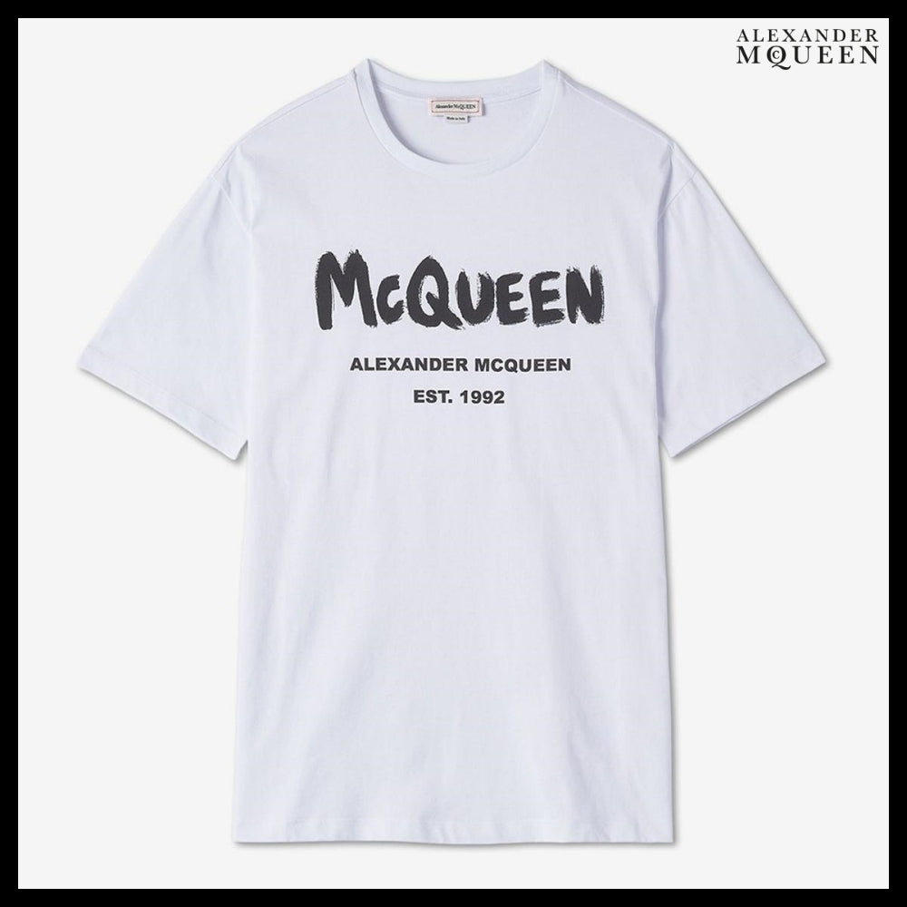 【Alexander Mcqueen】Graffiti Logo ShortSleeve T-shirt White