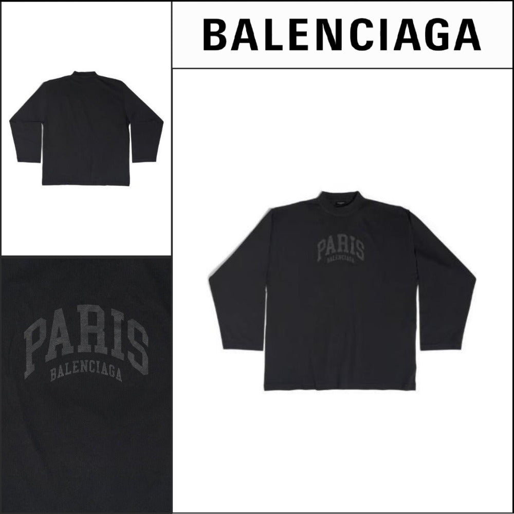【BALENCIAGA】Cities Paris Long Sleeve T-Shirt Oversized