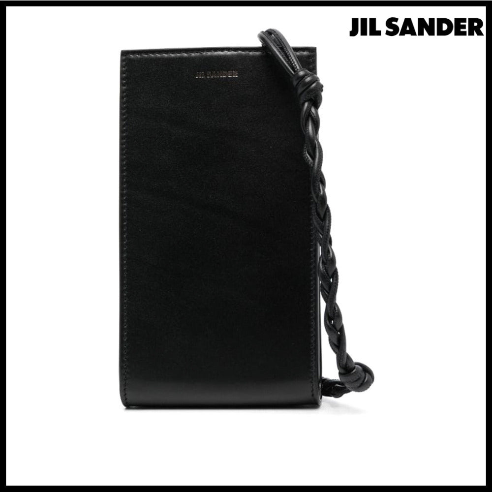 【JIL SANDER】Black Leather Tangle Phone Case Crossbody Bag