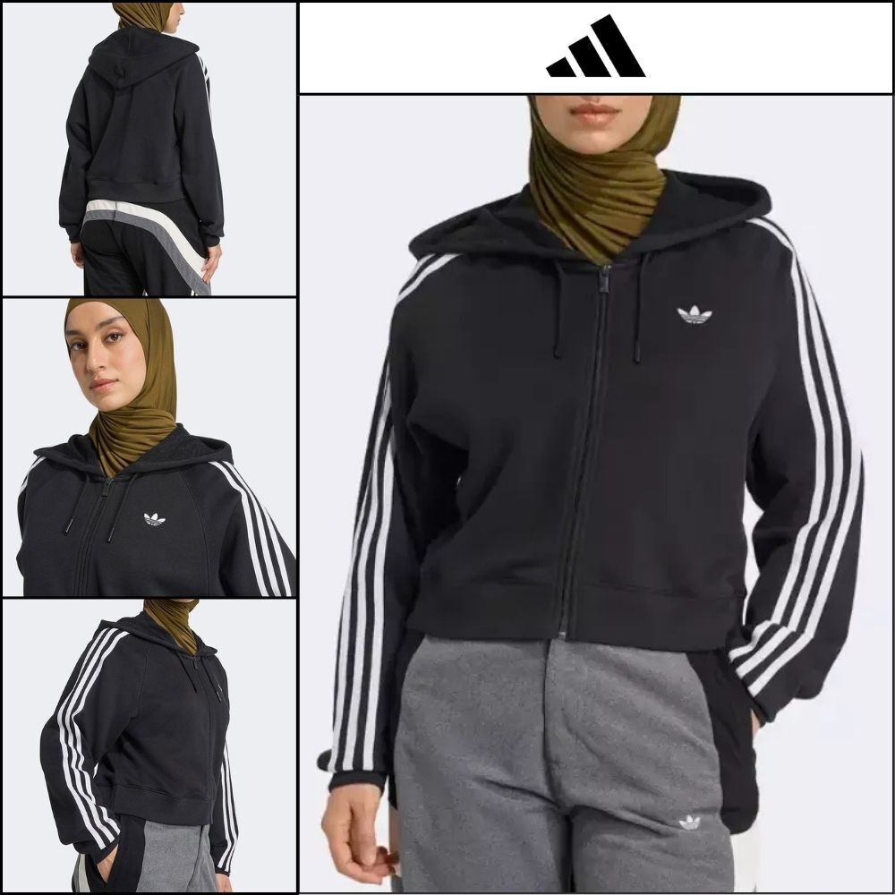【adidas】Adicolor 3-Stripes Short Zip Hoodie
