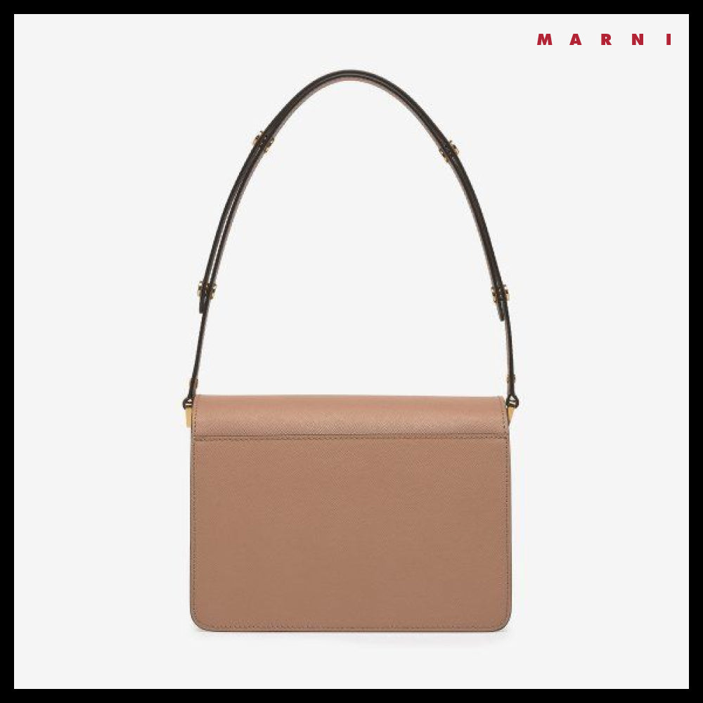 【MARNI】Medium Saffiano Trunk Shoulder Bag Brown Sugar