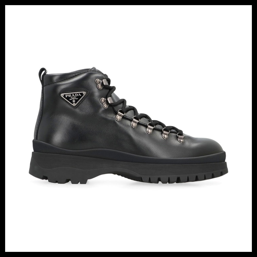 【PRADA】Black Lace-Up Boots