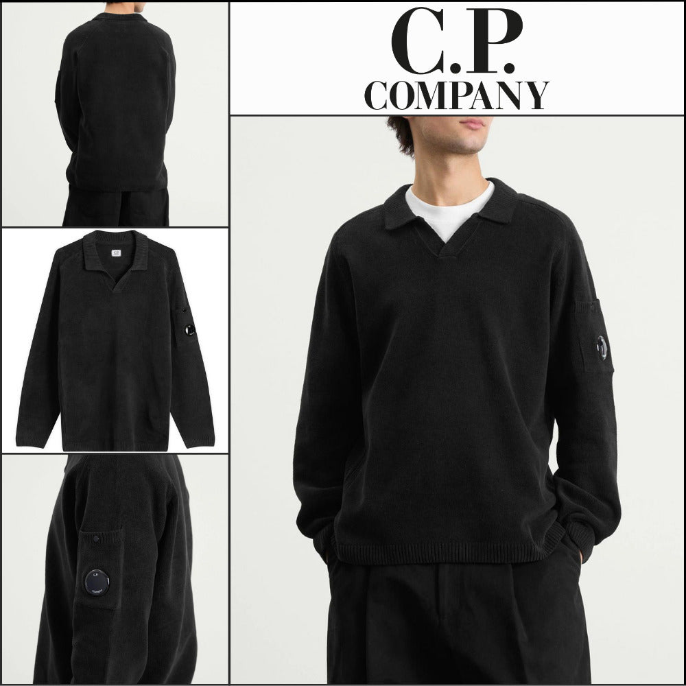 【CP COMPANY】Cotton Chenille Polo Collar Lens Sweater