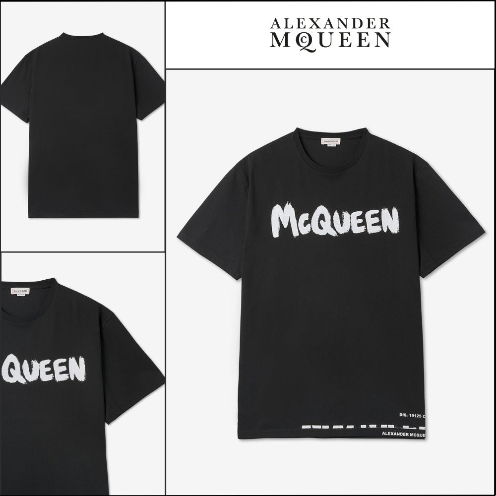 【Alexander Mcqueen】Graffiti Logo Print T-shirt Black