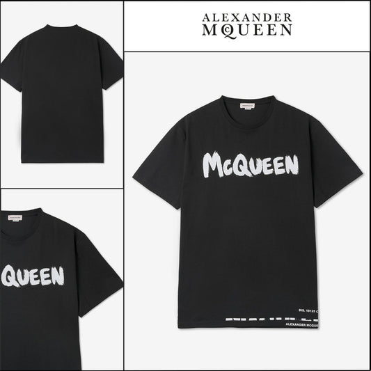 【Alexander Mcqueen】Graffiti Logo Print T-shirt Black