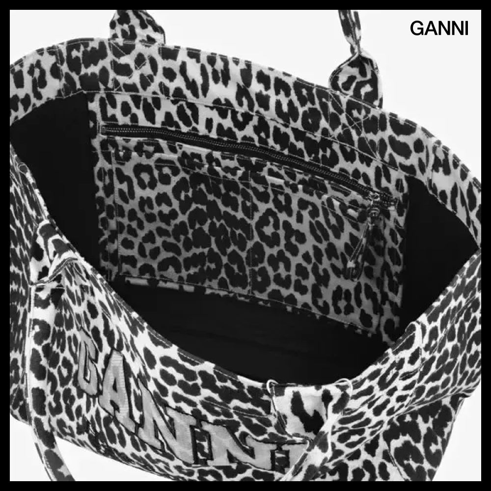 【Ganni】Leopard Print Medium Shopper Tote leopard shopper