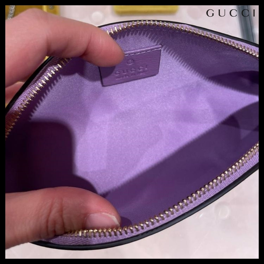 【GUCCI】Flower Leather Logo Pencil Case VIOLET MULTI