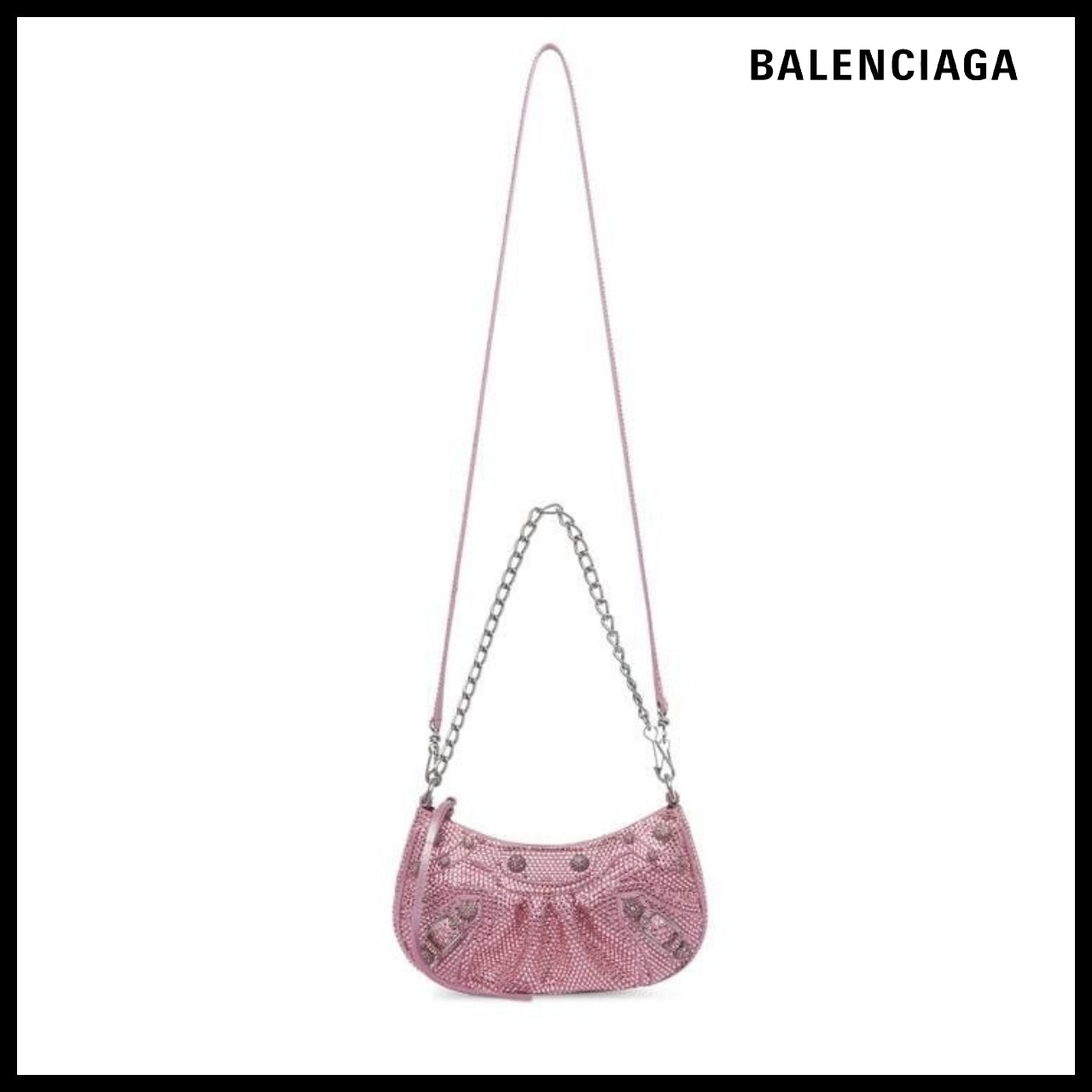 【BALENCIAGA】Le Cagole Mini Bag with Chain and Rhinestones