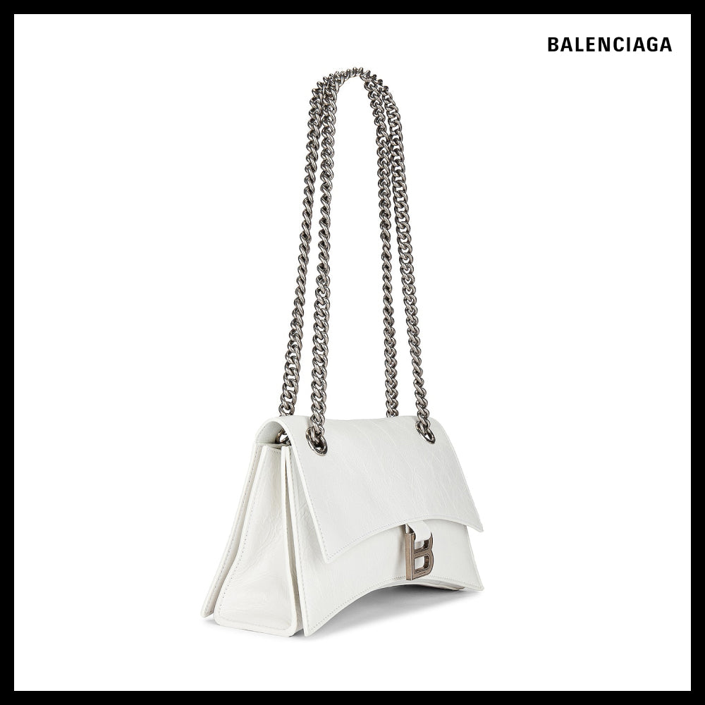 【BALENCIAGA】Crush Small Chain Bag Optic White