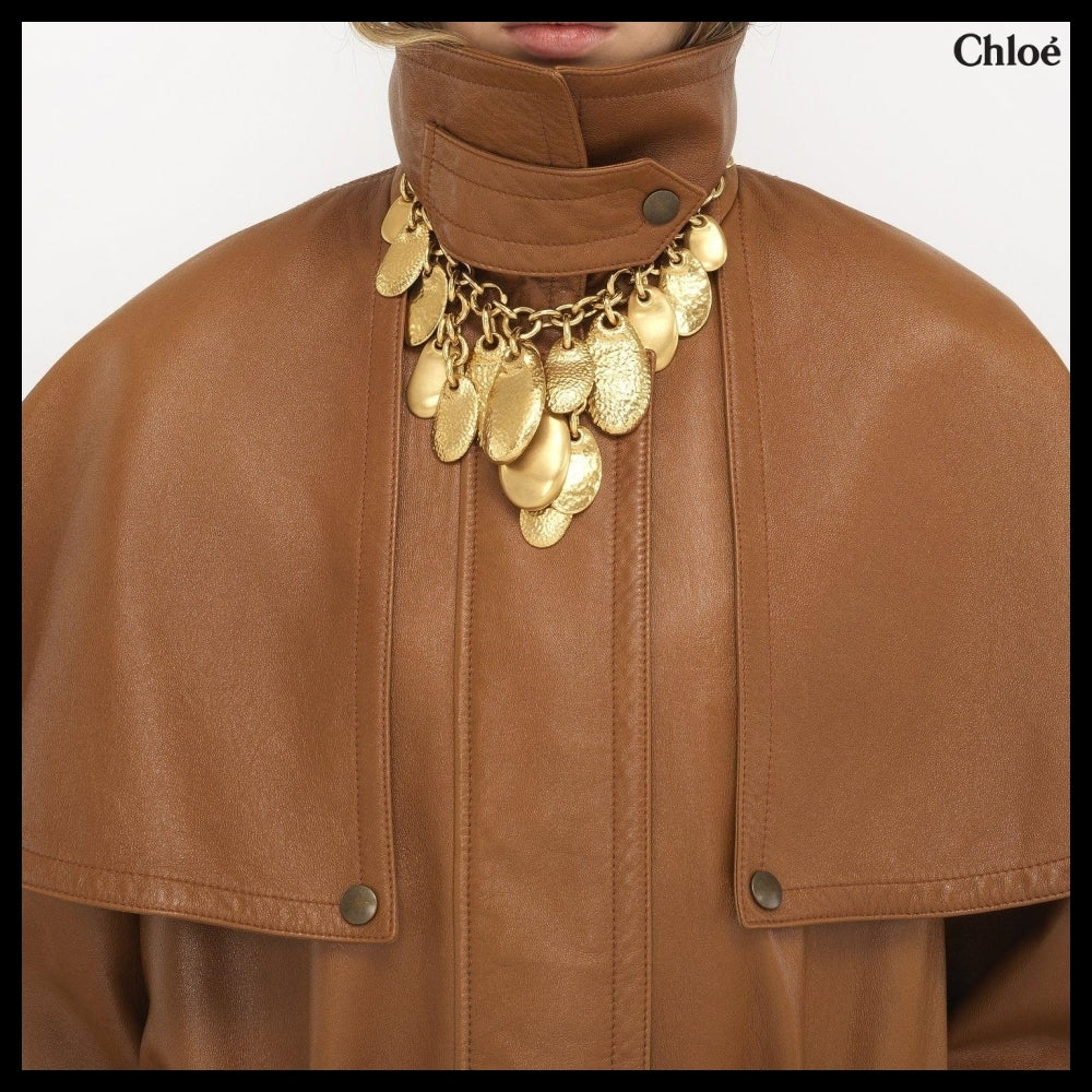 【Chloe】Short Cape Trench Coat in Ochre Delight