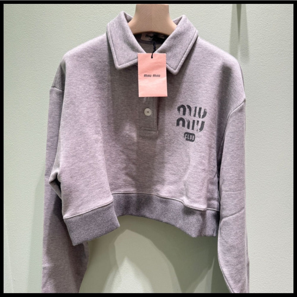 【MiuMiu】ポロシャツ コットンフリース スウェットシャツ