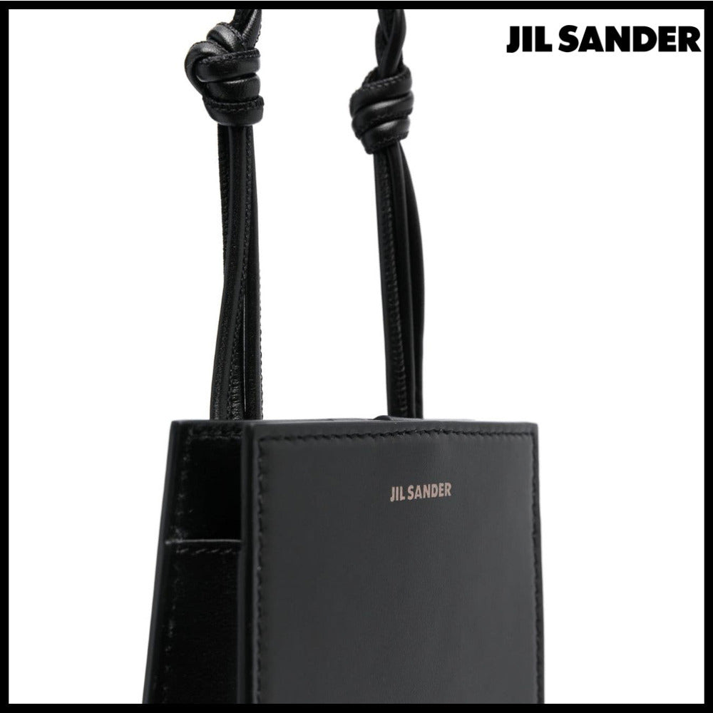 【JIL SANDER】Black Leather Tangle Phone Case Crossbody Bag