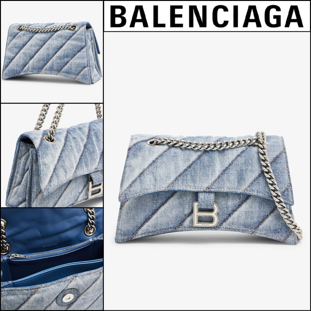 【BALENCIAGA】Crush S chain bag Small Denim Blue