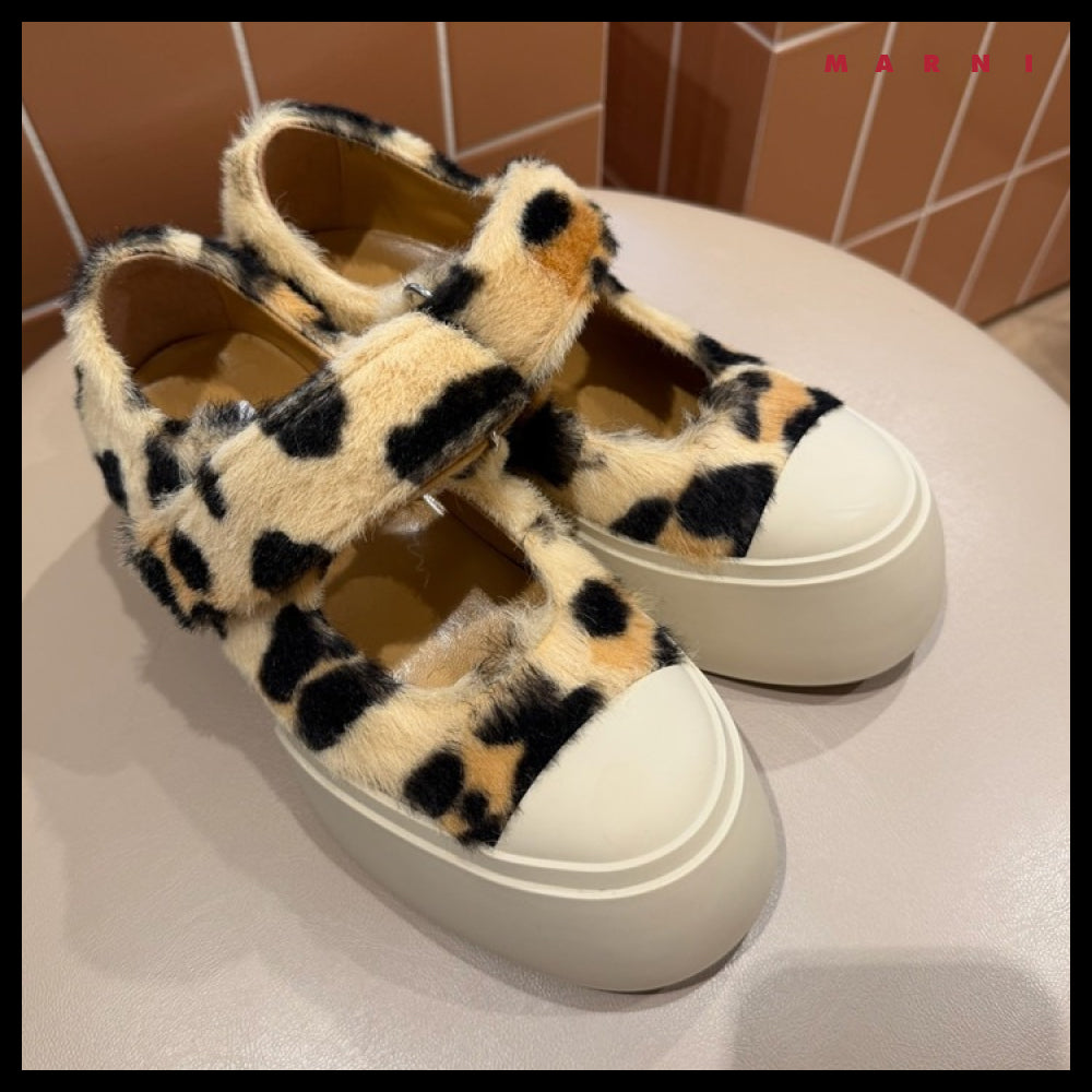 【Marni】Logo Mary Jane Leopard Velcro Women’s Sneakers