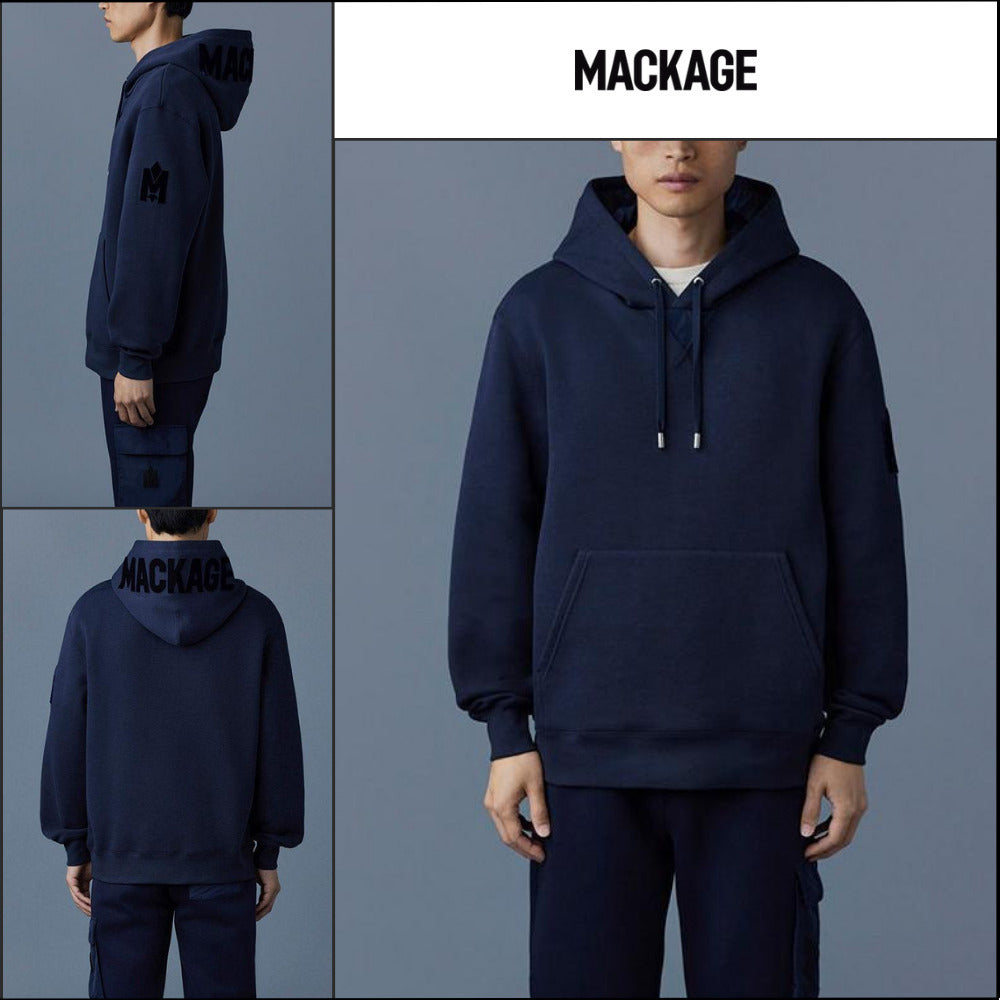 【MACKAGE】 Krys R Hooded Sweatshirt Navy Fleece