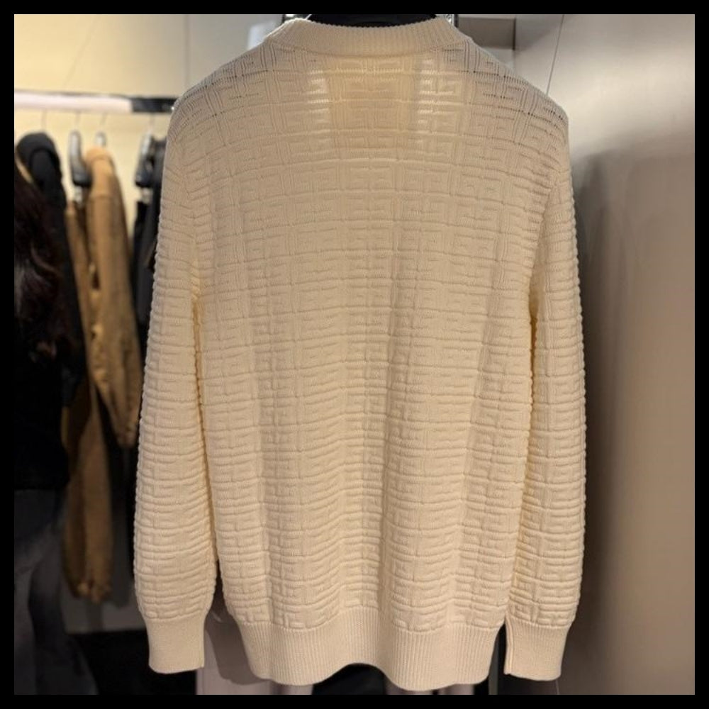 【GIVENCHY】Jacquard Wool Knit Sweater Cream