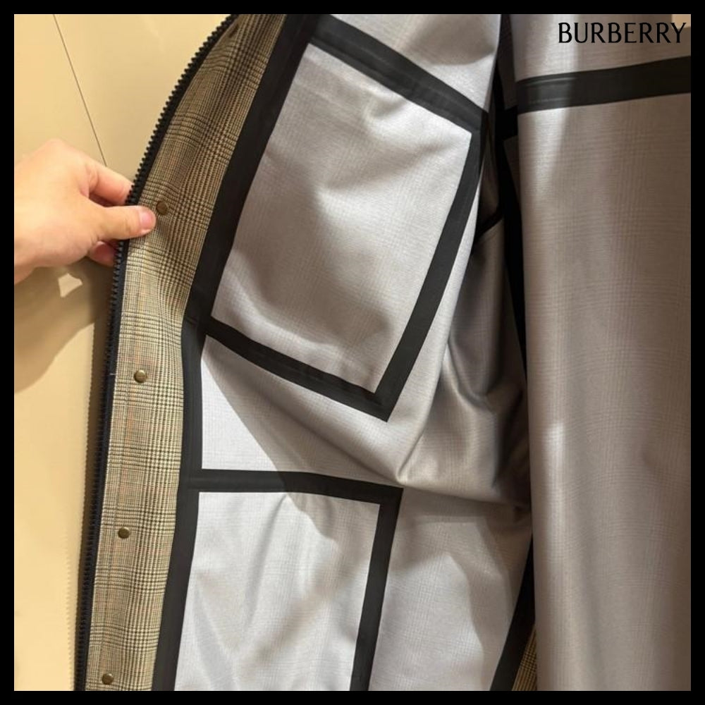 【Burberry】Check Bonded Wool Belted Field Jacket Loch Bliss