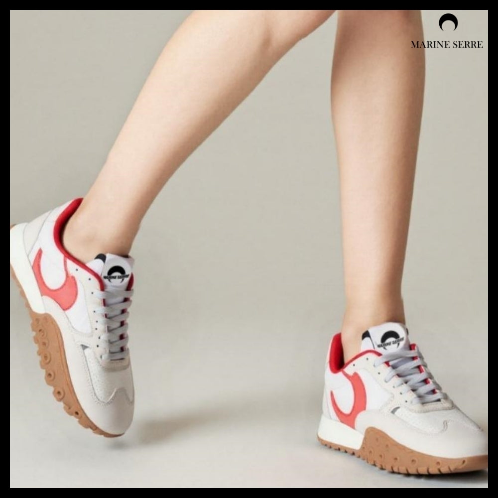 【MARINE SERRE】Unisex Red White Moonwalk Sneakers