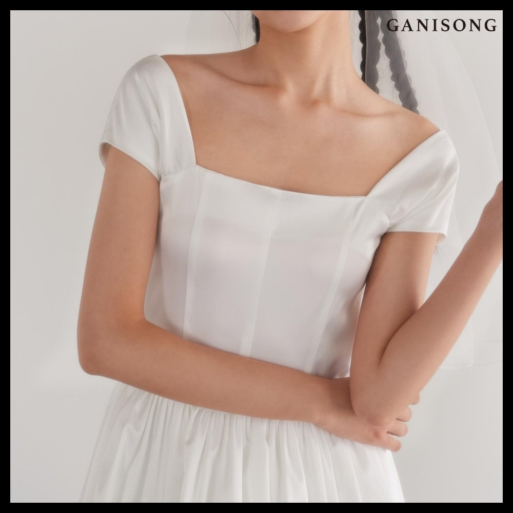 【GANISONG】Bridal Bow Bow Dress White