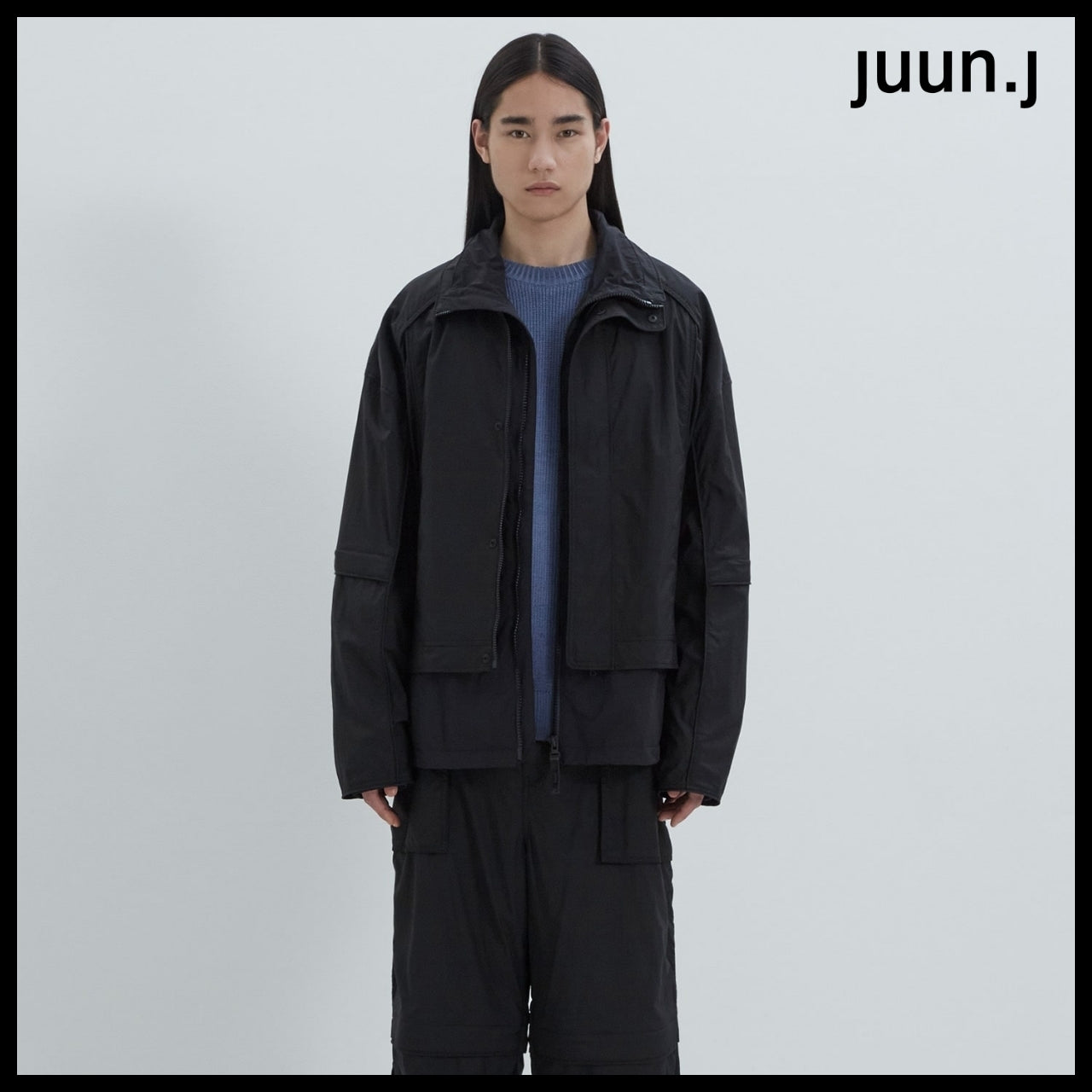 【JUUN.J】Ripstop Layered Puckering Jumper Black