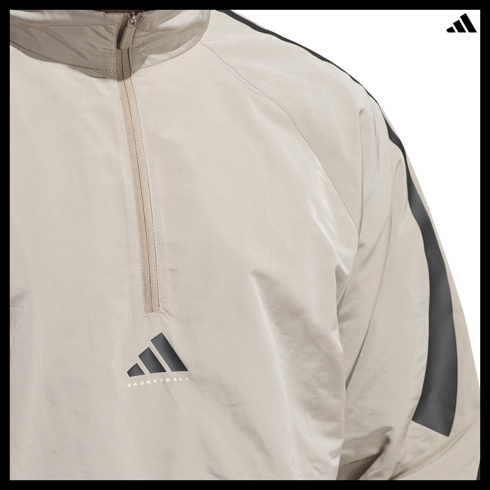 【ADIDAS】 Basketball Woven Half-Zip Sweater Putty Beige