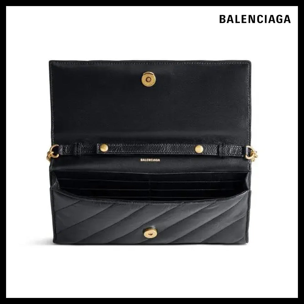 【BALENCIAGA】Crush Wallet On Chain In Black