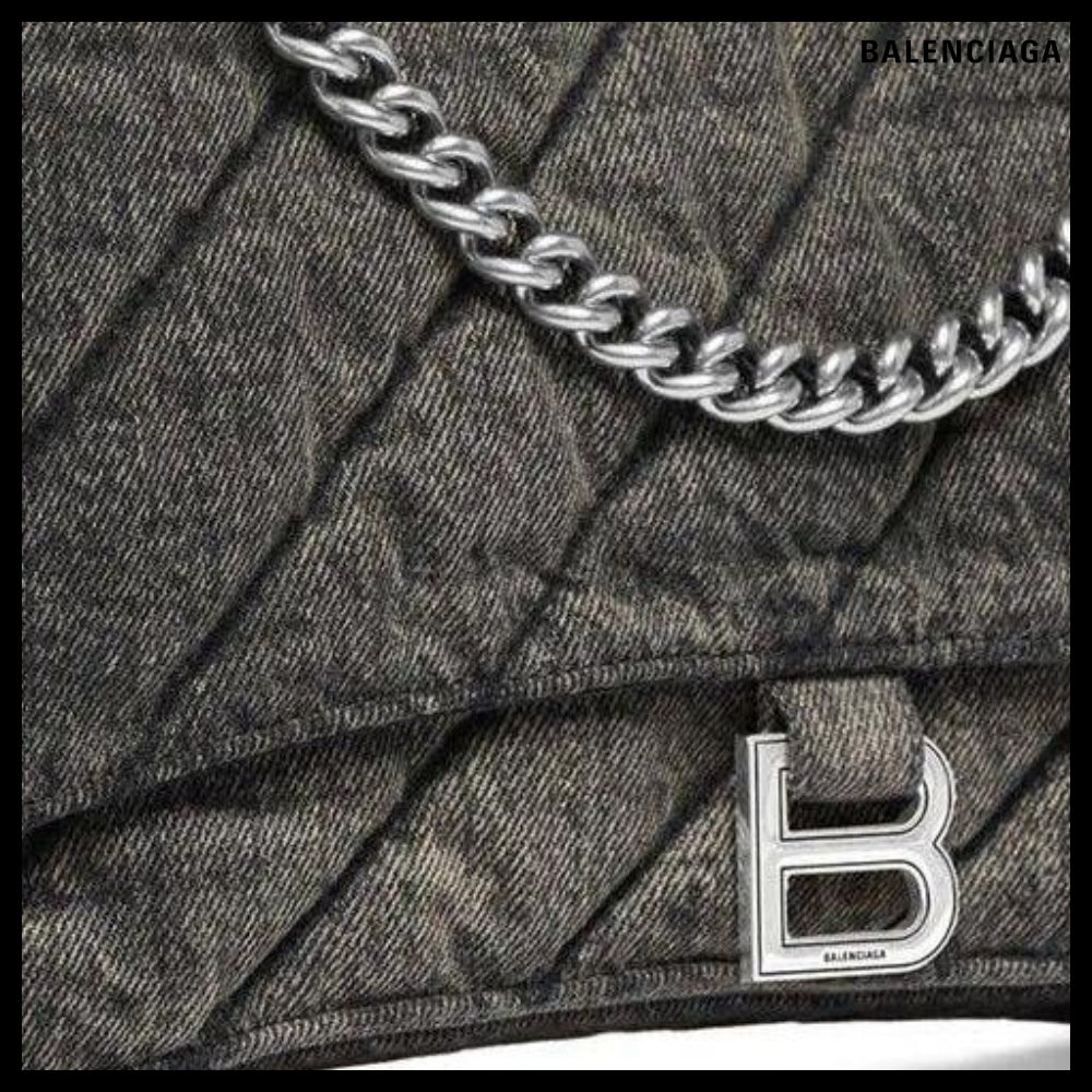 【BALENCIAGA】Crush Large Chain Bag Quilted Denim