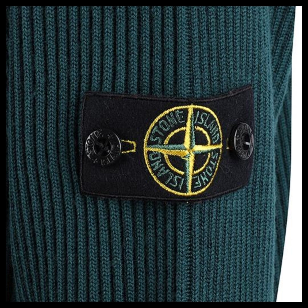 【STONE ISLAND】 Kids Wappen Patch Ribbed Pullover Knit