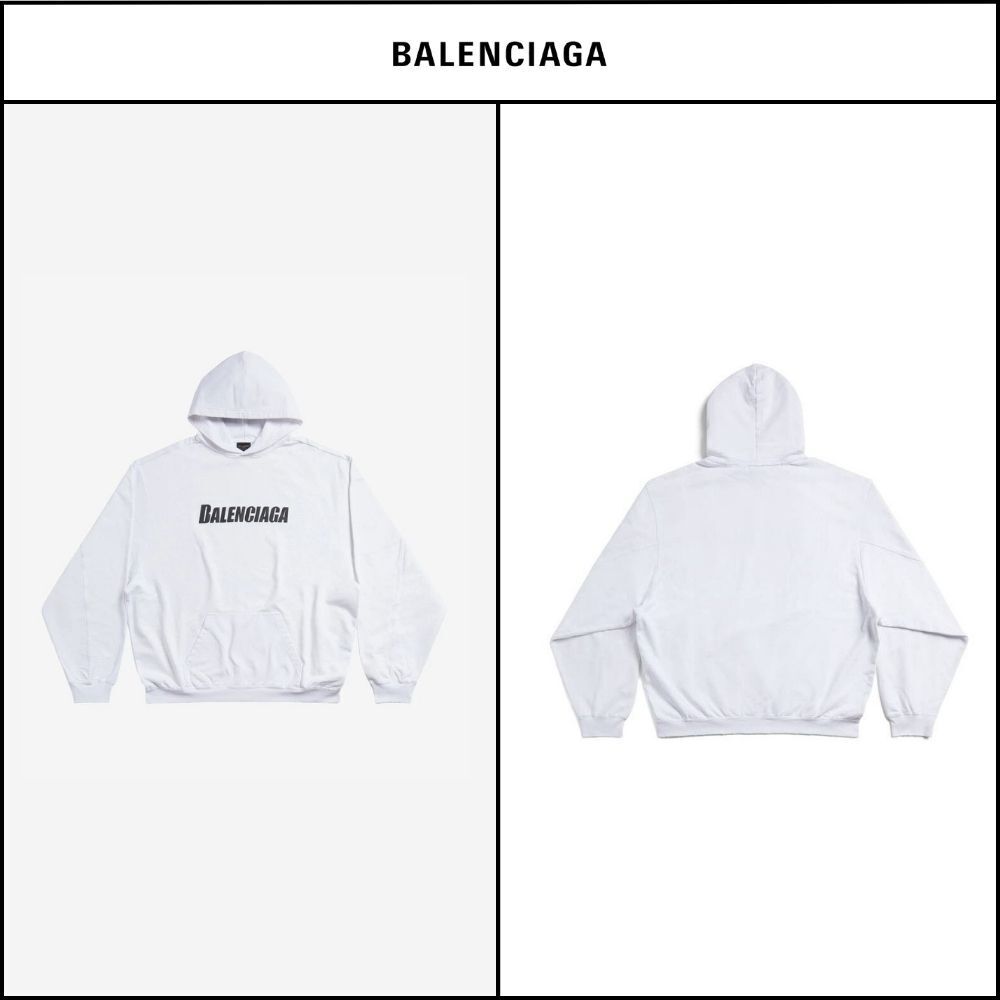 【BALENCIAGA】Destroyed Hoodie Oversized White